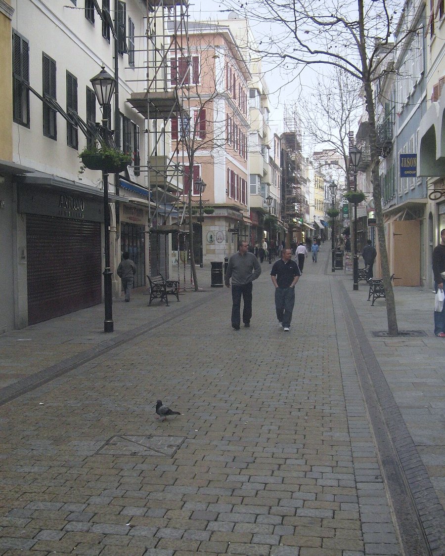 Main Street, Gibraltar in the morning quiet